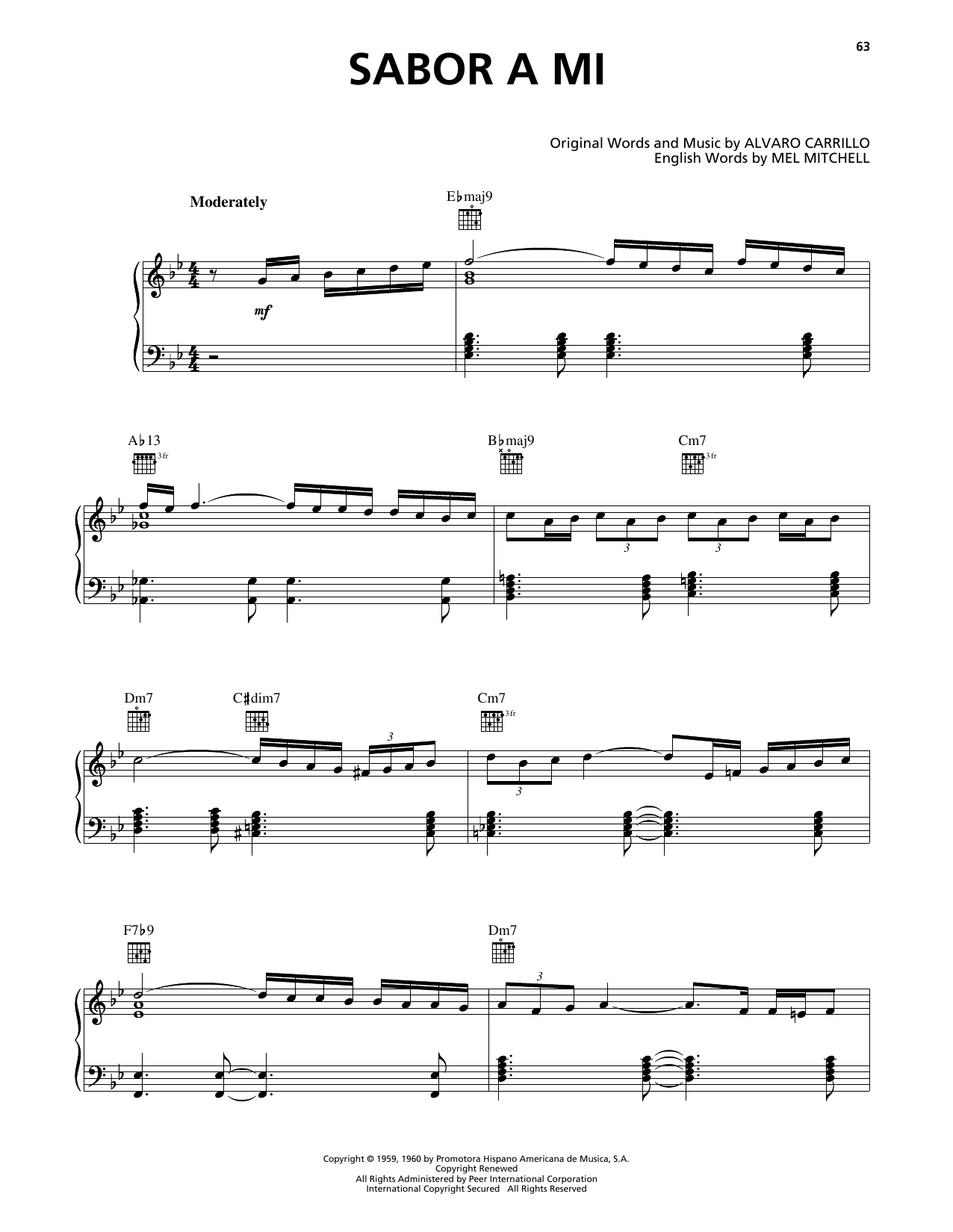 Download Luis Miguel Sabor A Mi (Be True To Me) Sheet Music