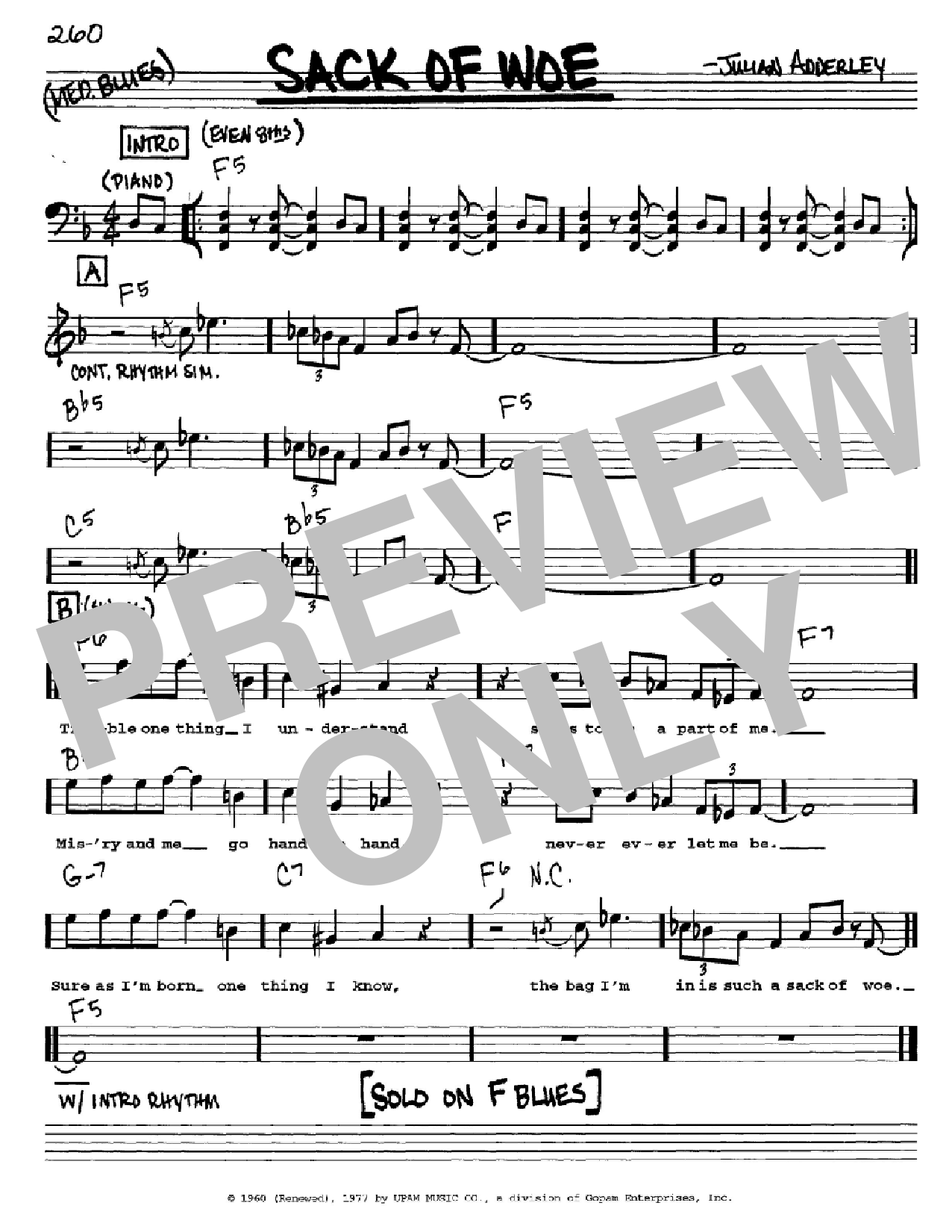 Download Cannonball Adderley Sack Of Woe Sheet Music