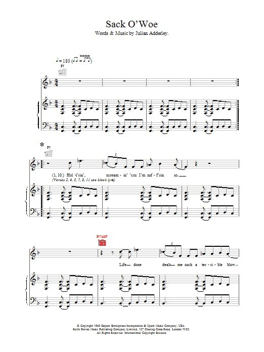 Van Morrison Sack O'Woe sheet music notes printable PDF score