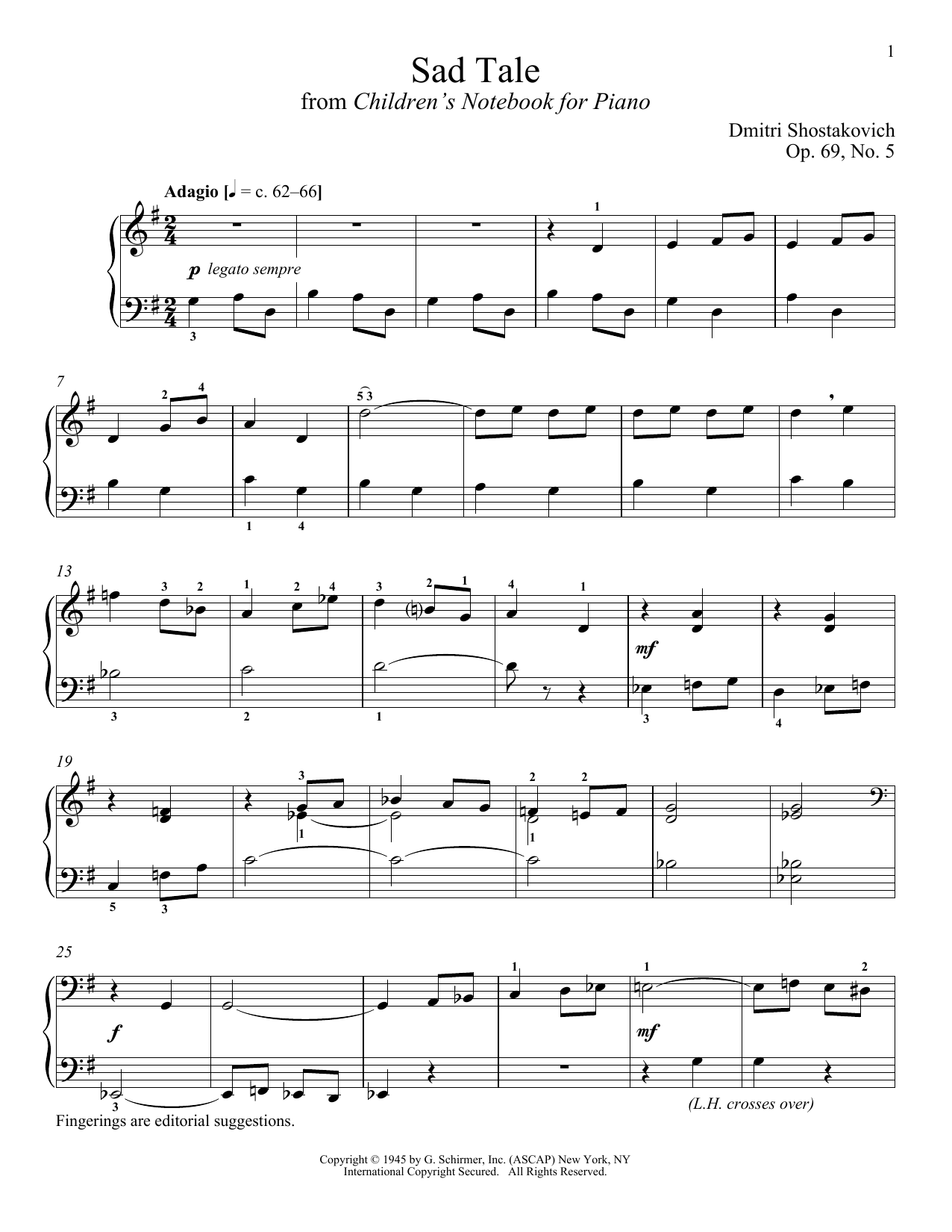 Download Dmitri Shostakovich Sad Tale Sheet Music