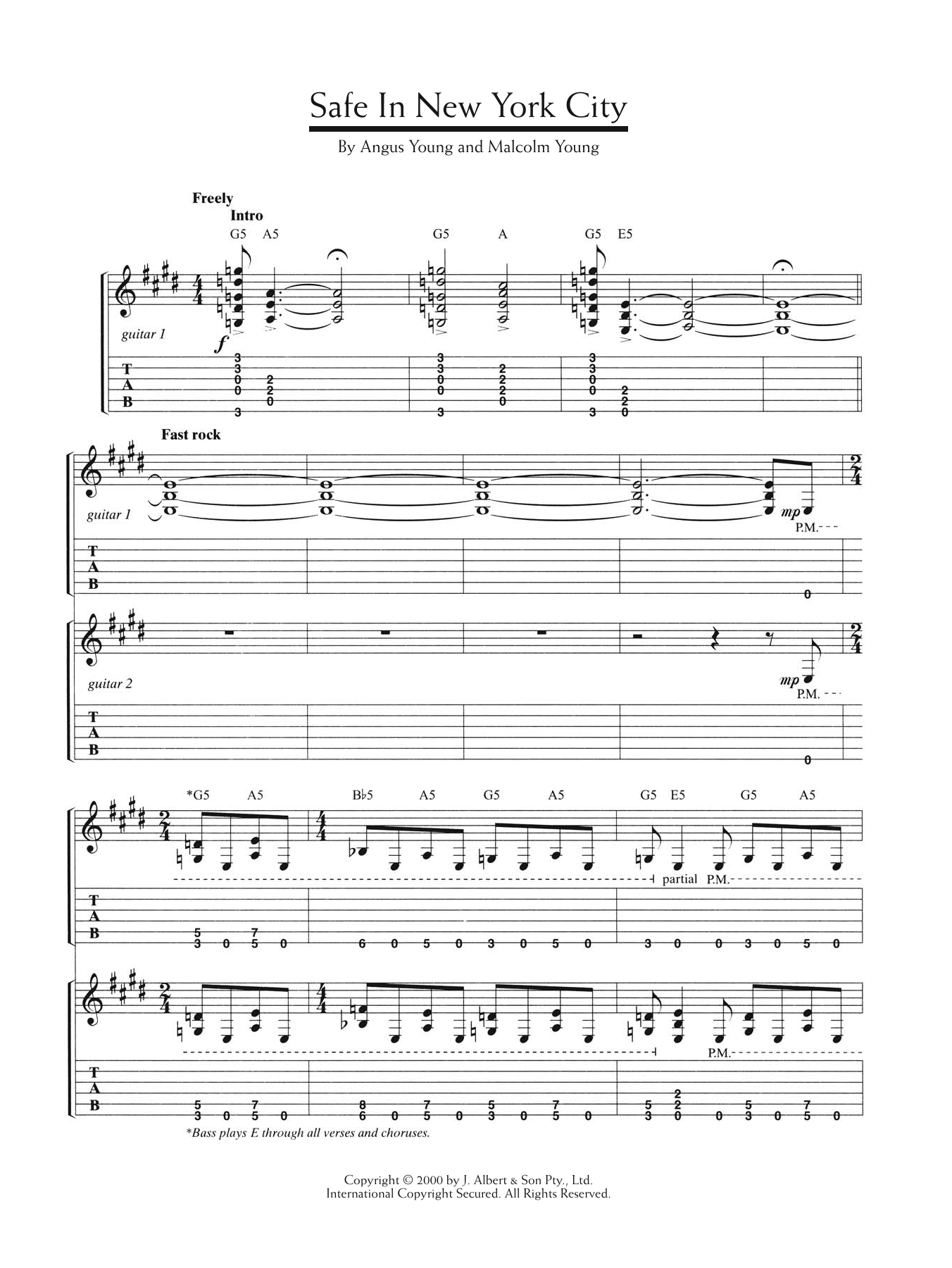 Download AC/DC Safe In New York City Sheet Music