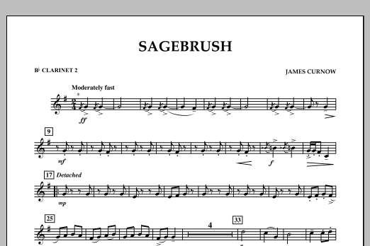 Download James Curnow Sagebrush - Bb Clarinet 2 Sheet Music