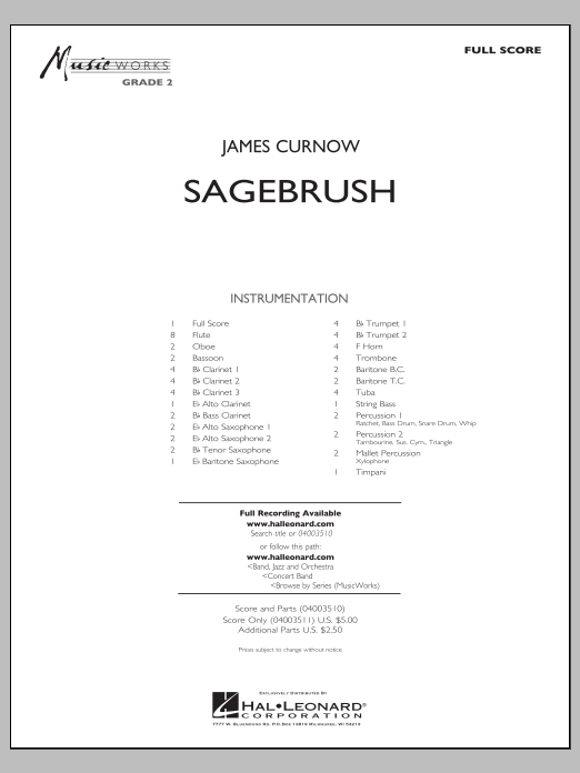 Download James Curnow Sagebrush - Full Score Sheet Music