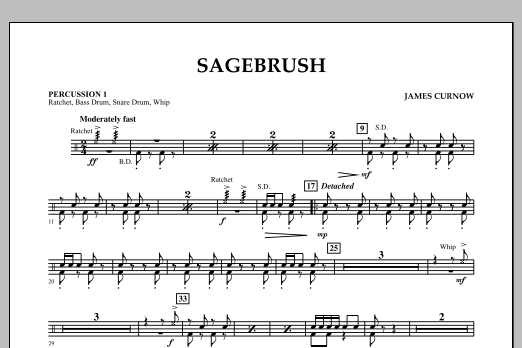 Download James Curnow Sagebrush - Percussion 1 Sheet Music