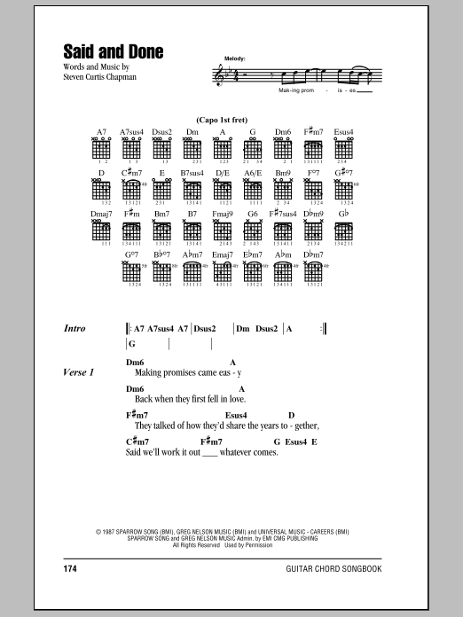 Download Steven Curtis Chapman Said And Done Sheet Music