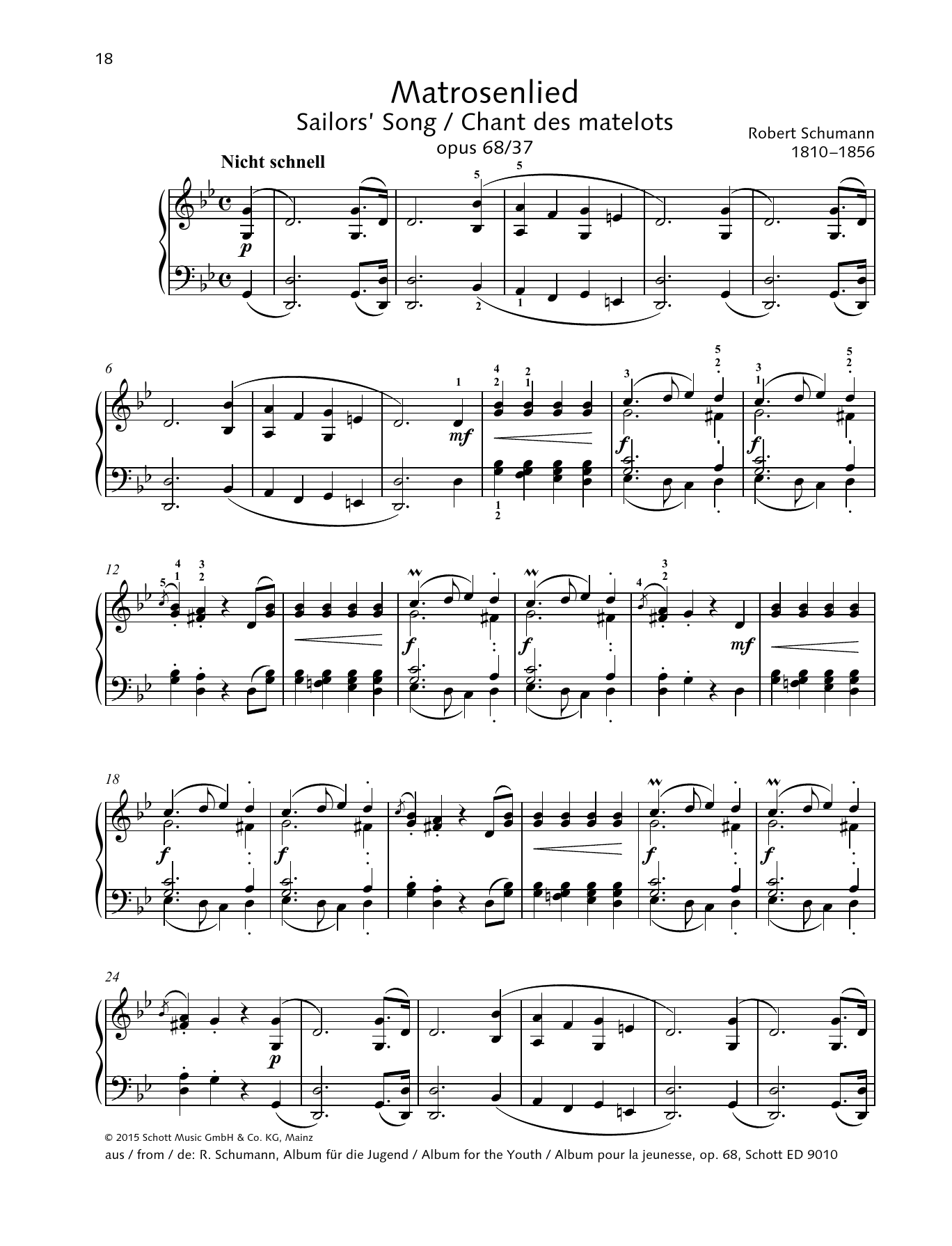 Download Robert Schumann Sailor's Song Sheet Music