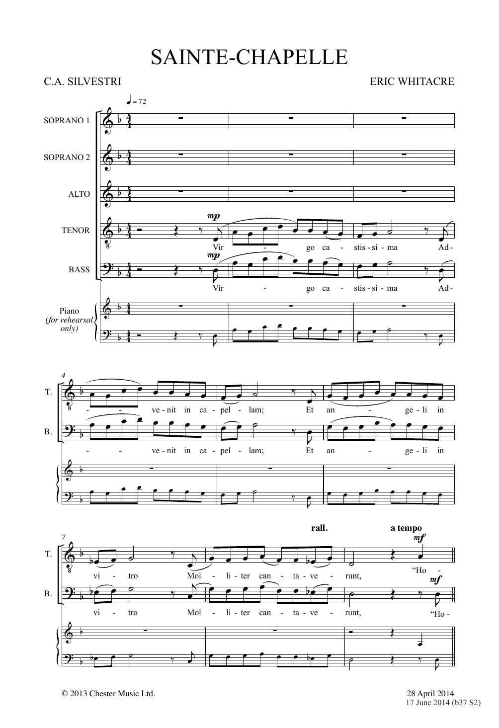 Download Eric Whitacre Sainte-Chapelle Sheet Music