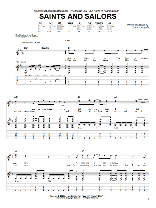 Download Dashboard Confessional Saints And Sailors Sheet Music