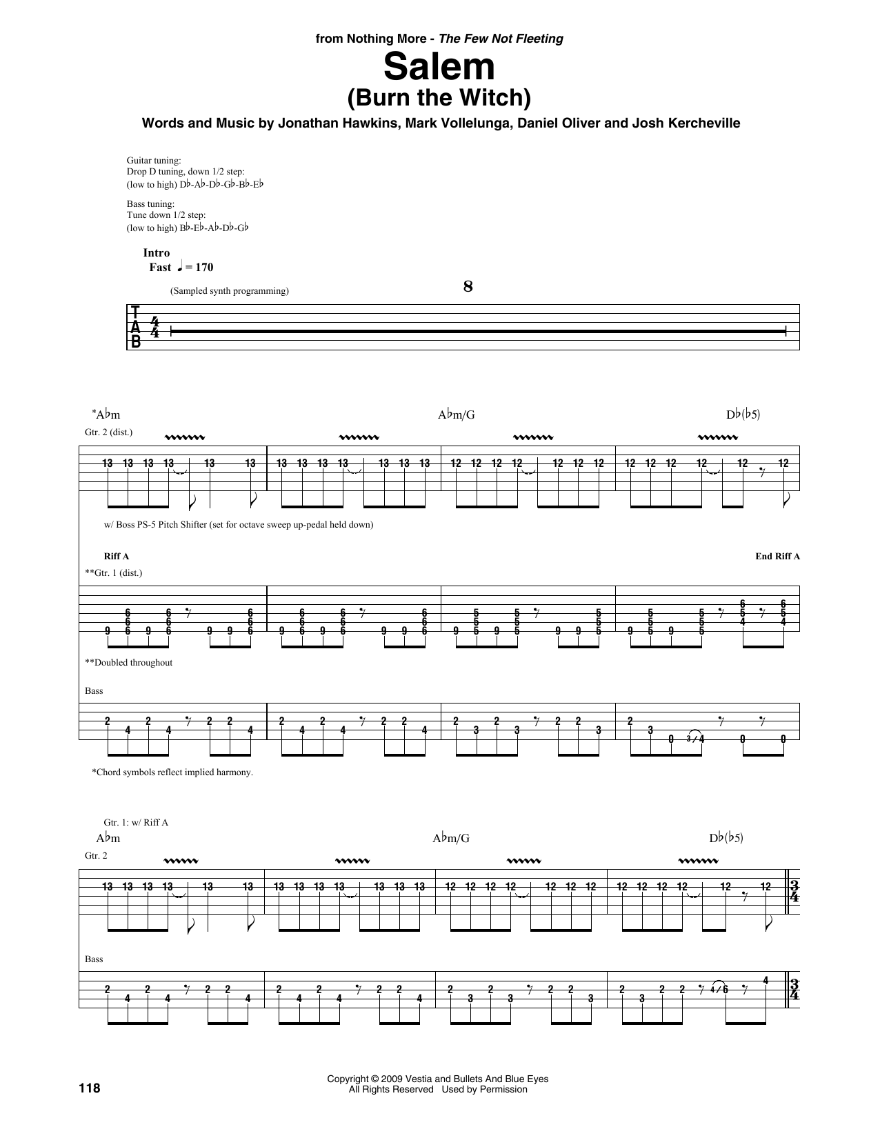 Download Nothing More Salem (Burn The Witch) Sheet Music