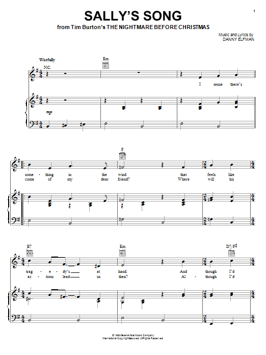 Download Danny Elfman Sally's Song (from The Nightmare Before Sheet Music