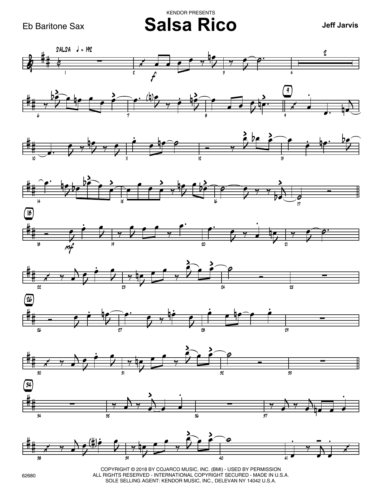 Download Jeff Jarvis Salsa Rico - Eb Baritone Saxophone Sheet Music