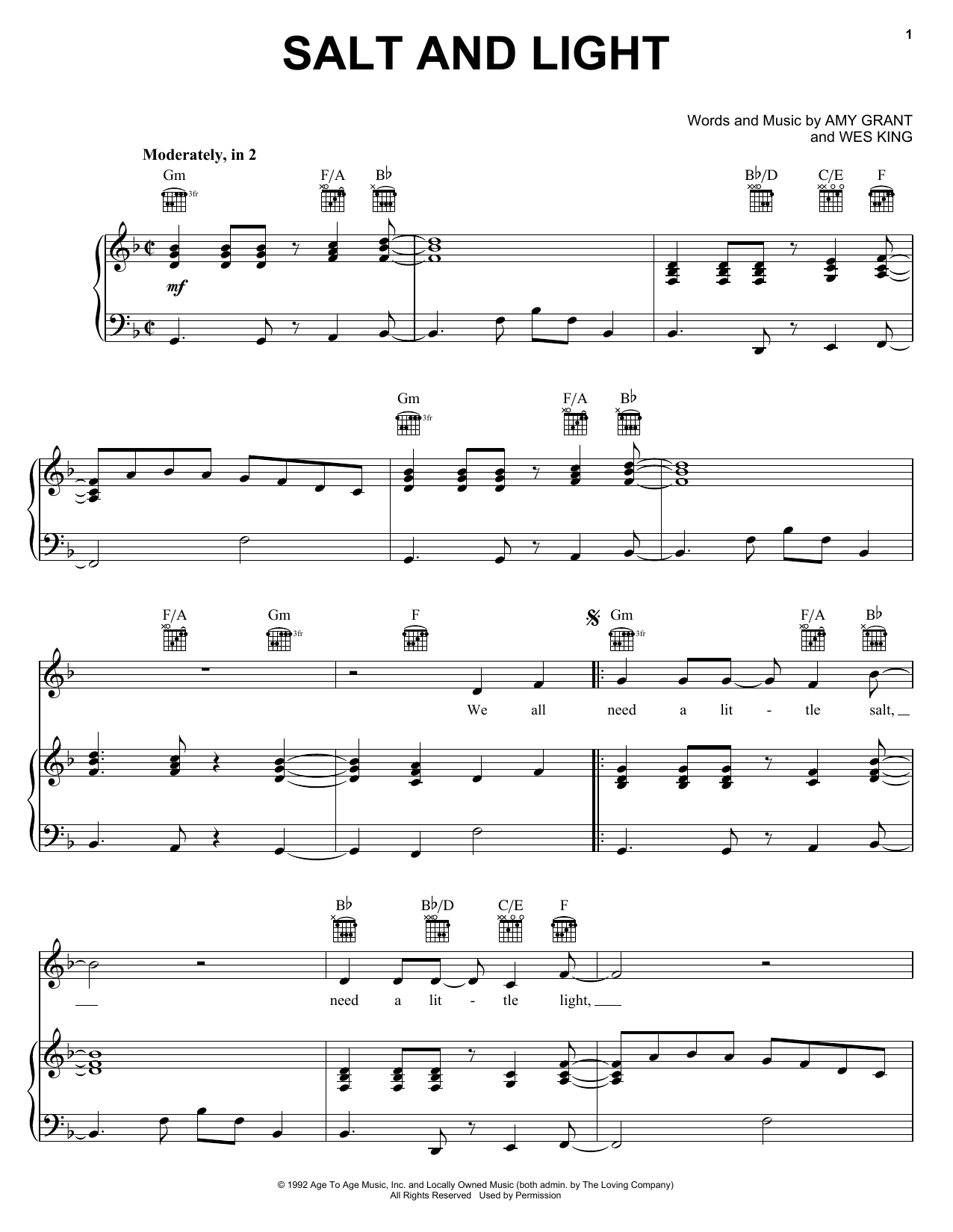 Download Amy Grant Salt And Light Sheet Music
