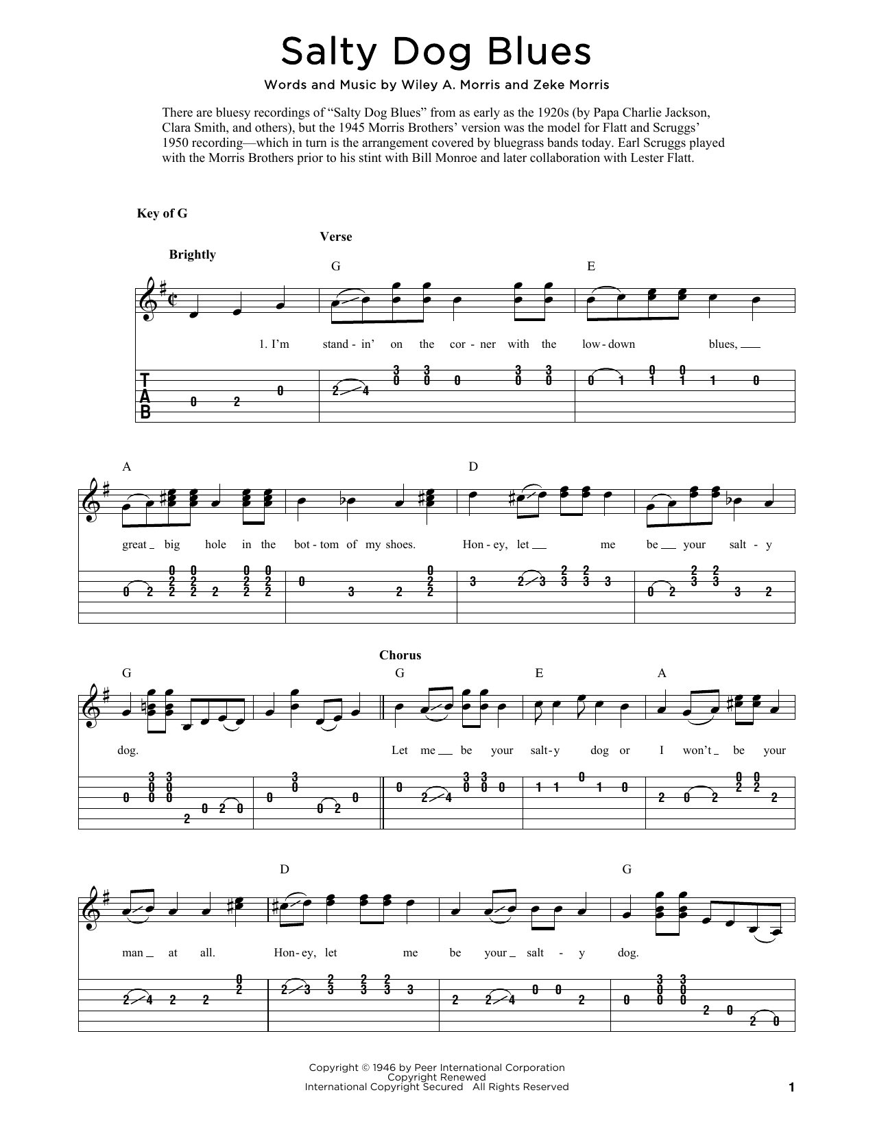Download The Morris Brothers Salty Dog Blues (arr. Fred Sokolow) Sheet Music