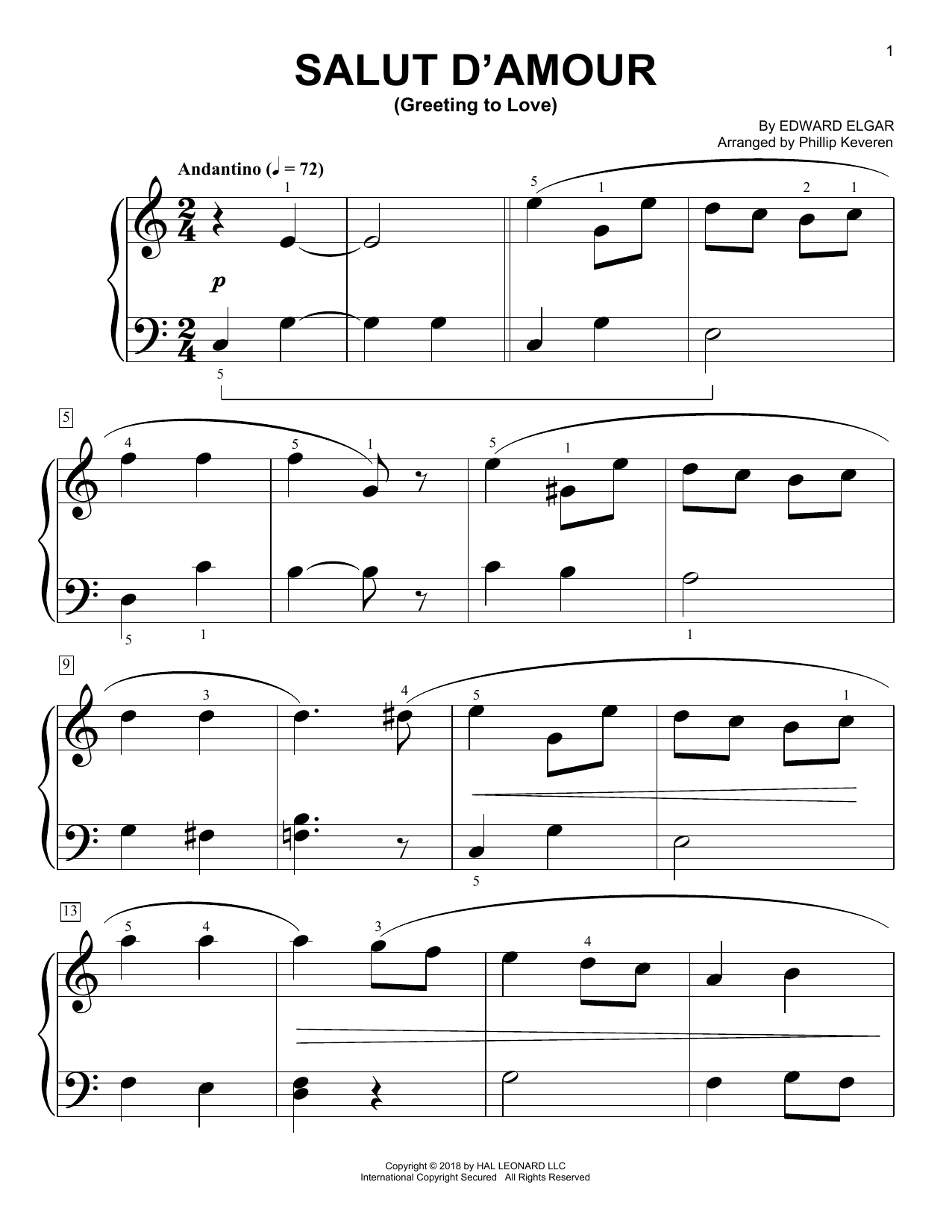 Download Phillip Keveren Salut D'amour (Greeting To Love) Sheet Music