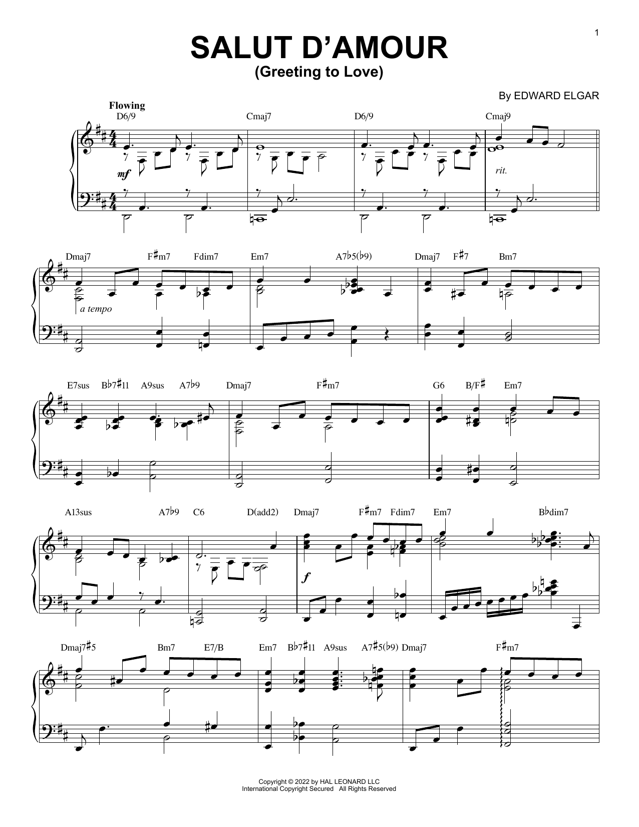 Download Edward Elgar Salut D'amour (Greeting To Love) [Jazz Sheet Music