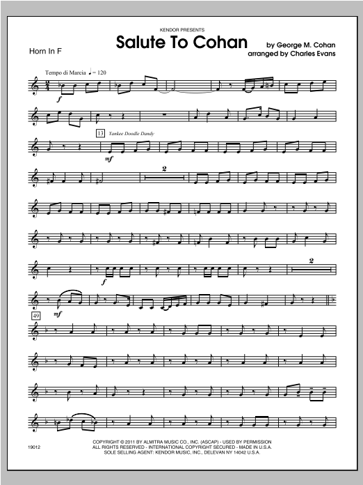 Download Evans Salute To Cohan - Horn Sheet Music