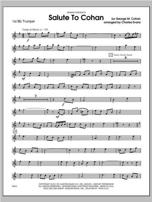Download Evans Salute To Cohan - Trumpet 1 Sheet Music