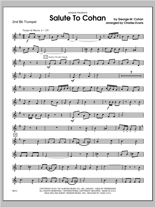 Download Evans Salute To Cohan - Trumpet 2 Sheet Music