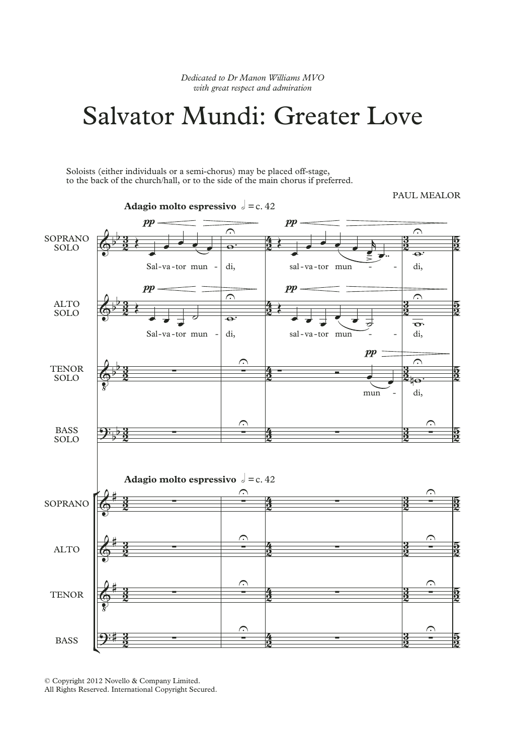 Download Paul Mealor Salvator Mundi: Greater Love Sheet Music