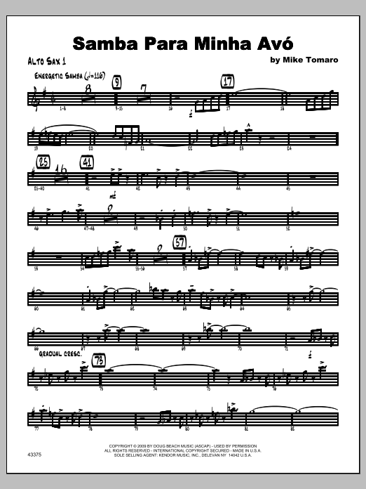 Download Tomaro Samba Para Minha Avo - Alto Sax 1 Sheet Music