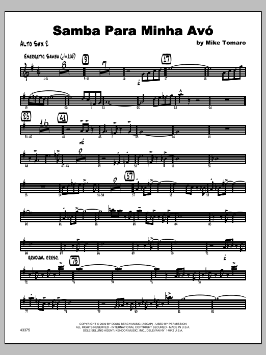 Download Tomaro Samba Para Minha Avo - Alto Sax 2 Sheet Music