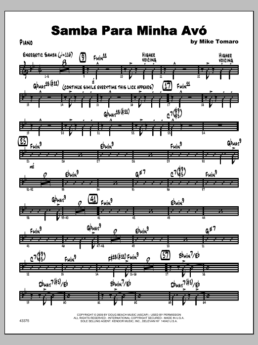 Download Tomaro Samba Para Minha Avo - Piano Sheet Music