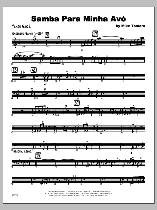 Download Tomaro Samba Para Minha Avo - Tenor Sax 2 Sheet Music