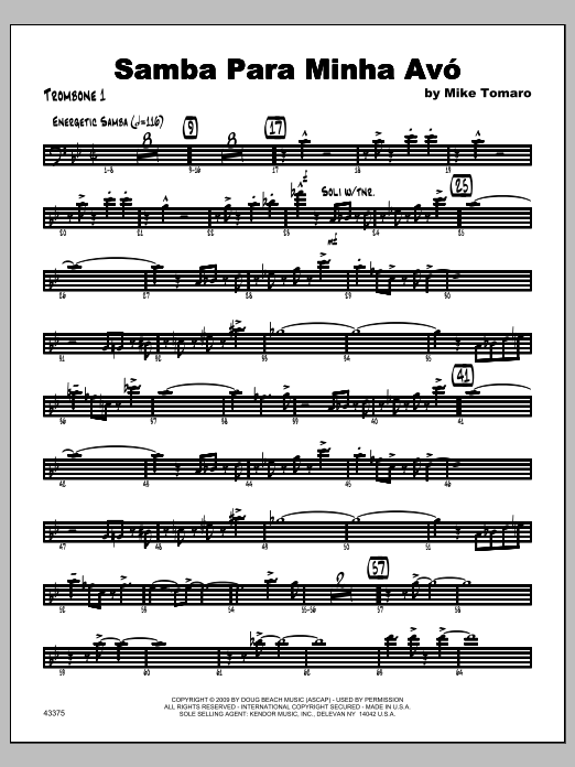Download Tomaro Samba Para Minha Avo - Trombone 1 Sheet Music