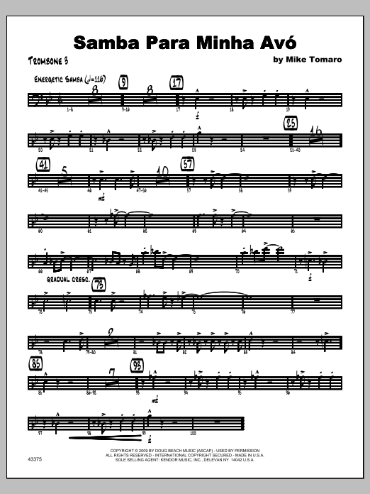 Download Tomaro Samba Para Minha Avo - Trombone 3 Sheet Music