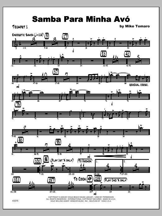 Download Tomaro Samba Para Minha Avo - Trumpet 1 Sheet Music