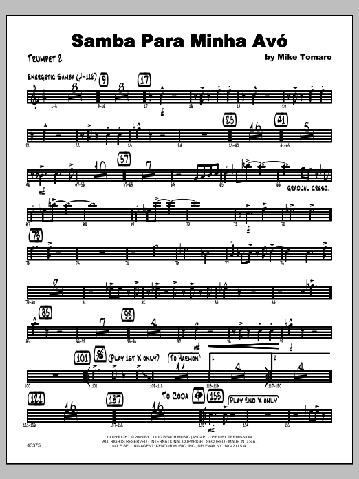 Download Tomaro Samba Para Minha Avo - Trumpet 2 Sheet Music