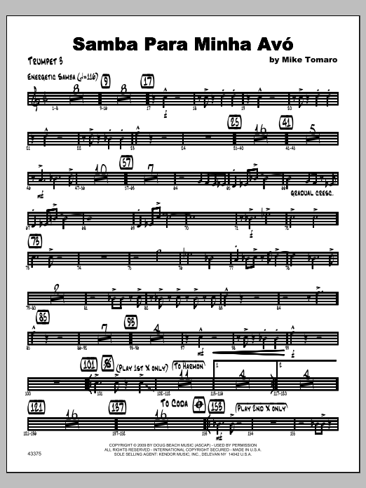 Download Tomaro Samba Para Minha Avo - Trumpet 3 Sheet Music