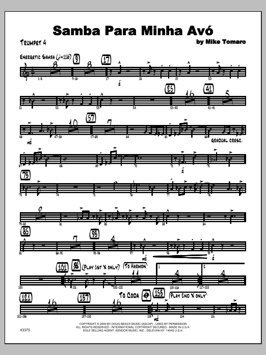 Download Tomaro Samba Para Minha Avo - Trumpet 4 Sheet Music