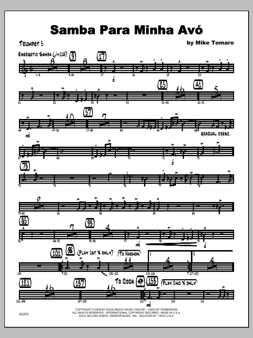 Download Tomaro Samba Para Minha Avo - Trumpet 5 Sheet Music
