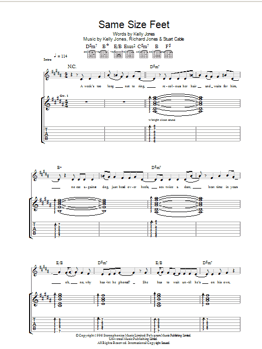 Download Stereophonics Same Size Feet Sheet Music