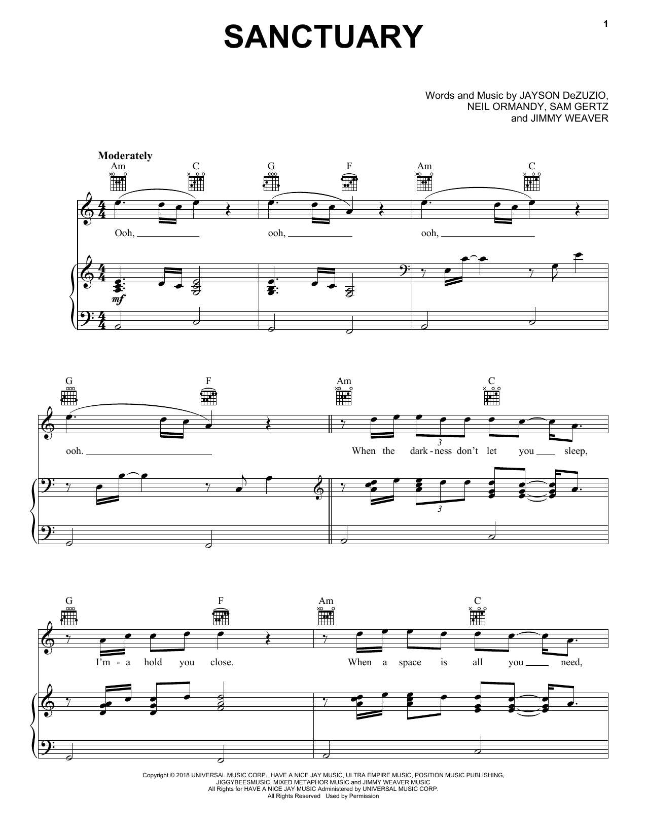 Download Welshly Arms Sanctuary Sheet Music