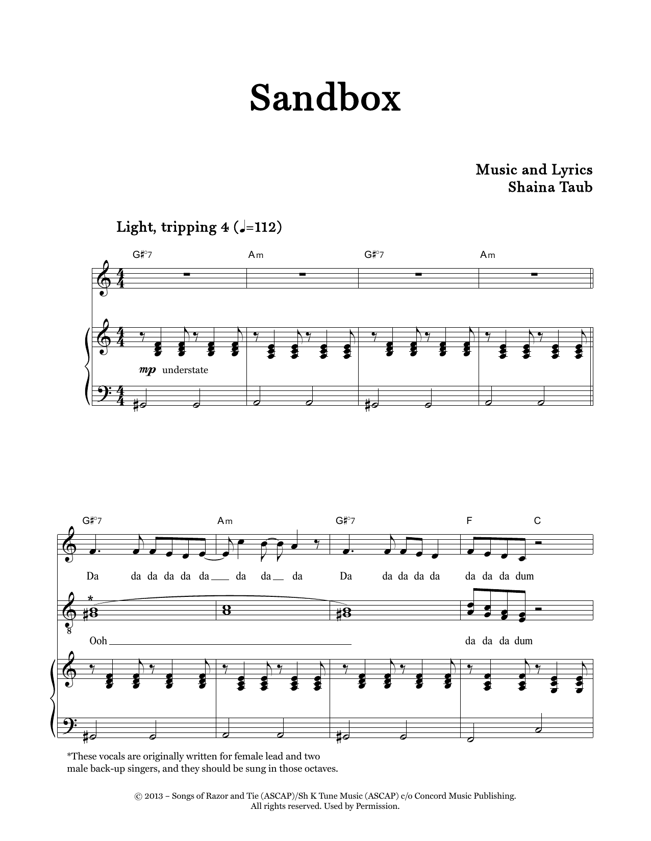 Download Shaina Taub Trio Sandbox Sheet Music