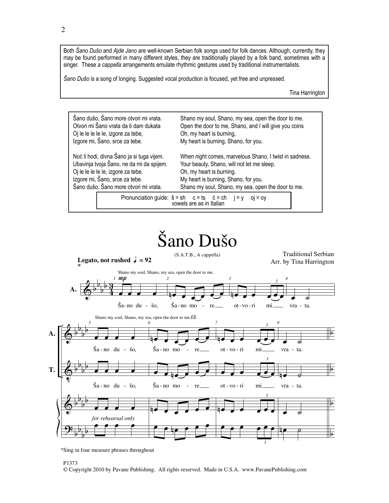 Download Tina Harrington Sano Duso Sheet Music