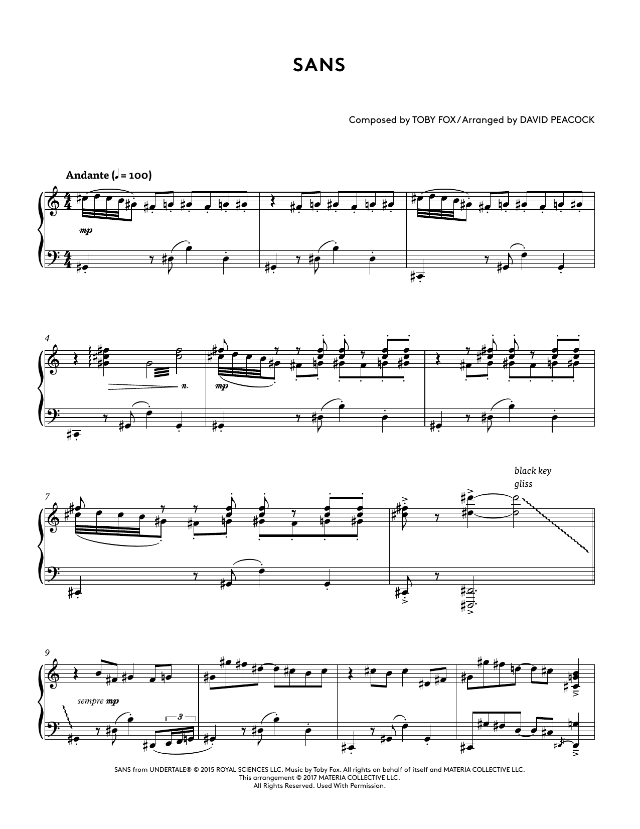 Download Toby Fox Sans (from Undertale Piano Collections Sheet Music