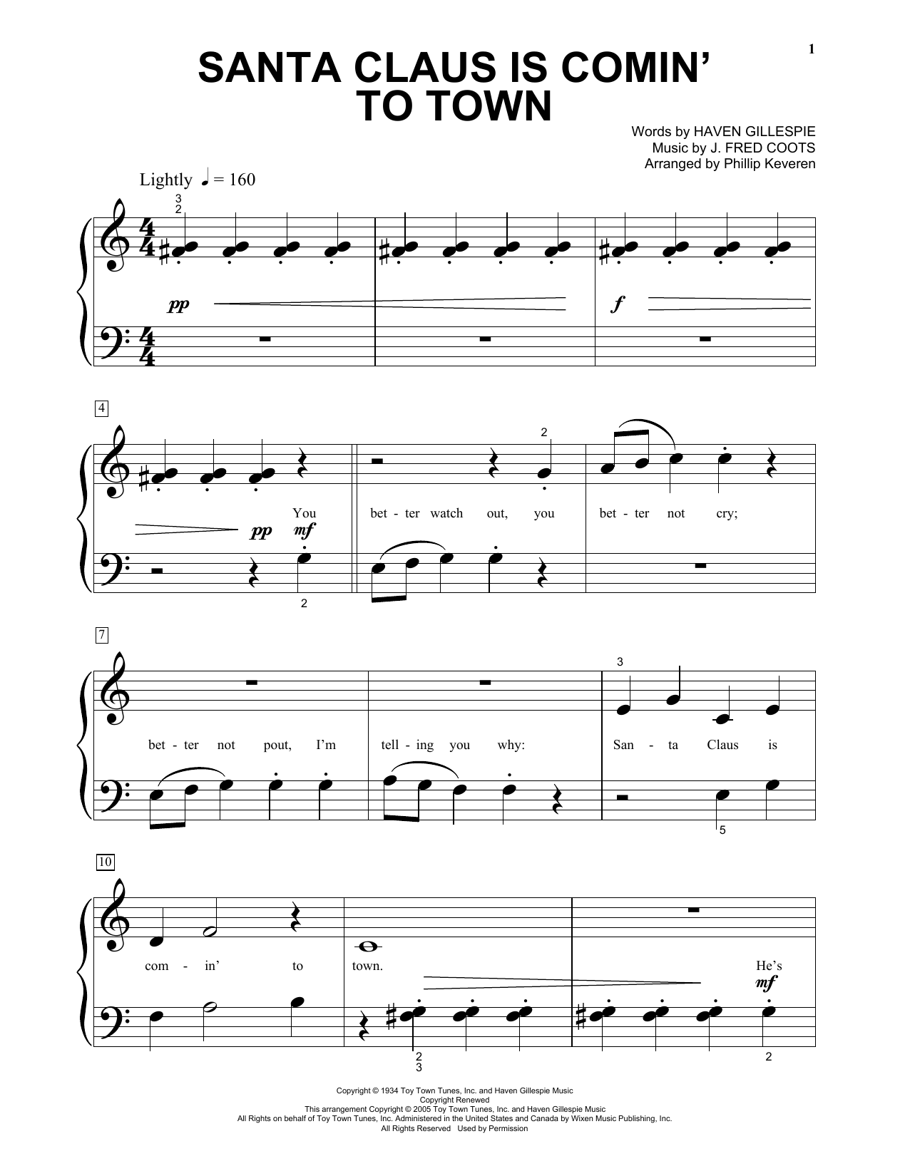 Download J. Fred Coots Santa Claus Is Comin' To Town Sheet Music