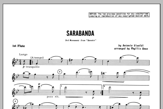 Download Phyllis Rowe Sarabanda - Flute 1 Sheet Music