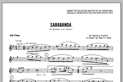 Download Phyllis Rowe Sarabanda - Flute 2 Sheet Music