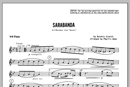 Download Phyllis Rowe Sarabanda - Flute 3 Sheet Music