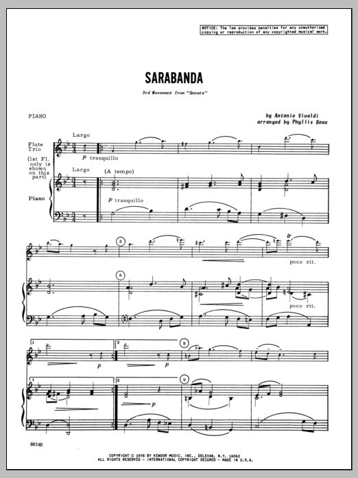Download Phyllis Rowe Sarabanda - Piano Sheet Music