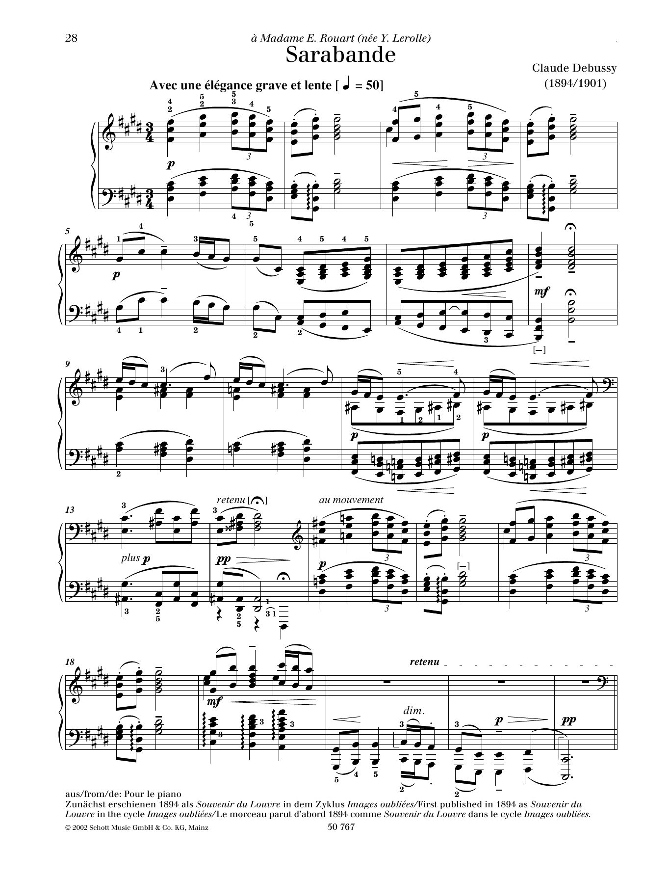 Download Claude Debussy Sarabande Sheet Music