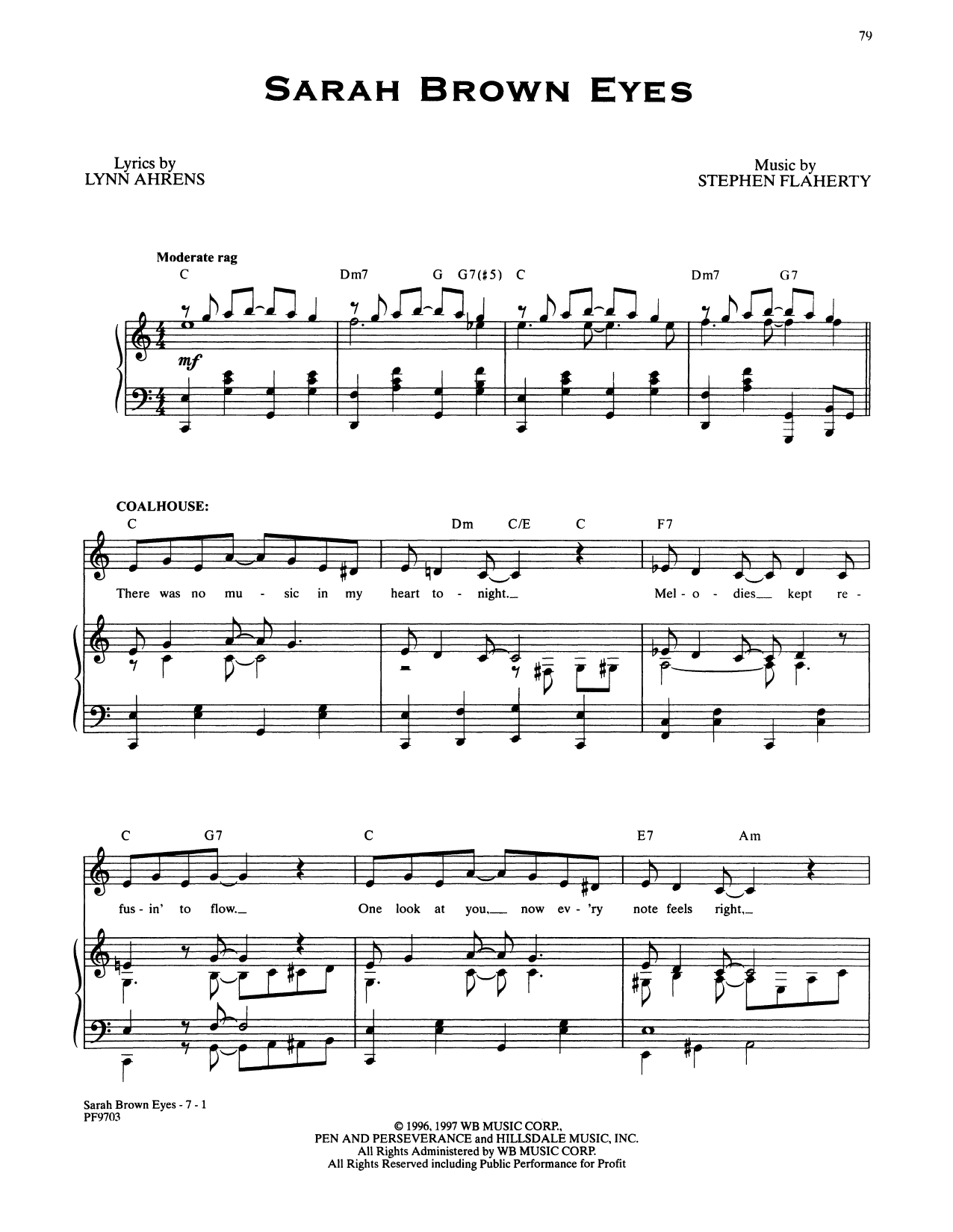 Download Stephen Flaherty and Lynn Ahrens Sarah Brown Eyes (from Ragtime: The Mus Sheet Music