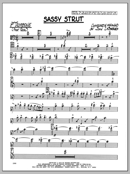 Download John LaBarbara Sassy Strut - 1st Trombone Sheet Music