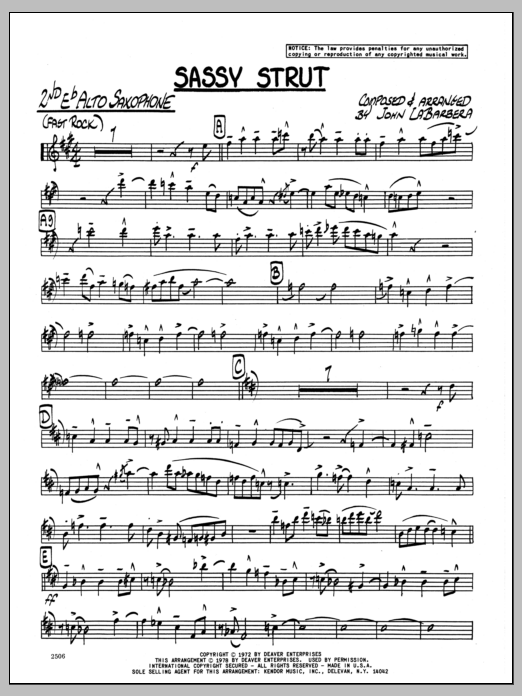 Download John LaBarbara Sassy Strut - 2nd Eb Alto Saxophone Sheet Music