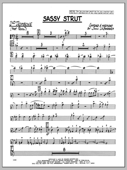 Download John LaBarbara Sassy Strut - 2nd Trombone Sheet Music