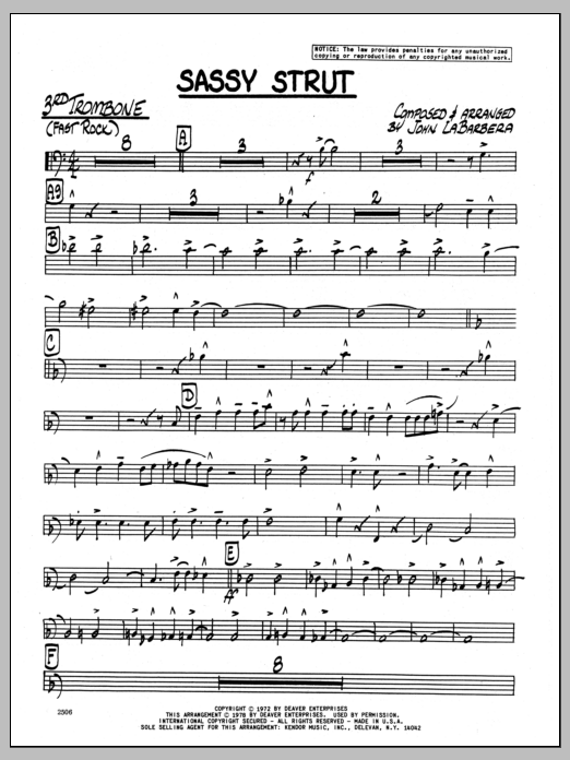 Download John LaBarbara Sassy Strut - 3rd Trombone Sheet Music